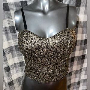 TCEC Gold Sequin Crop Top